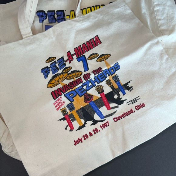 Rare Vintage PEZ-A-MANIA 6 & 7 Cleveland, OH Canvas Tote Bags 1996 1997 Pezheads - Picture 3 of 3